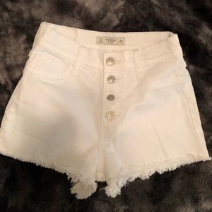 White high rise denim shorts